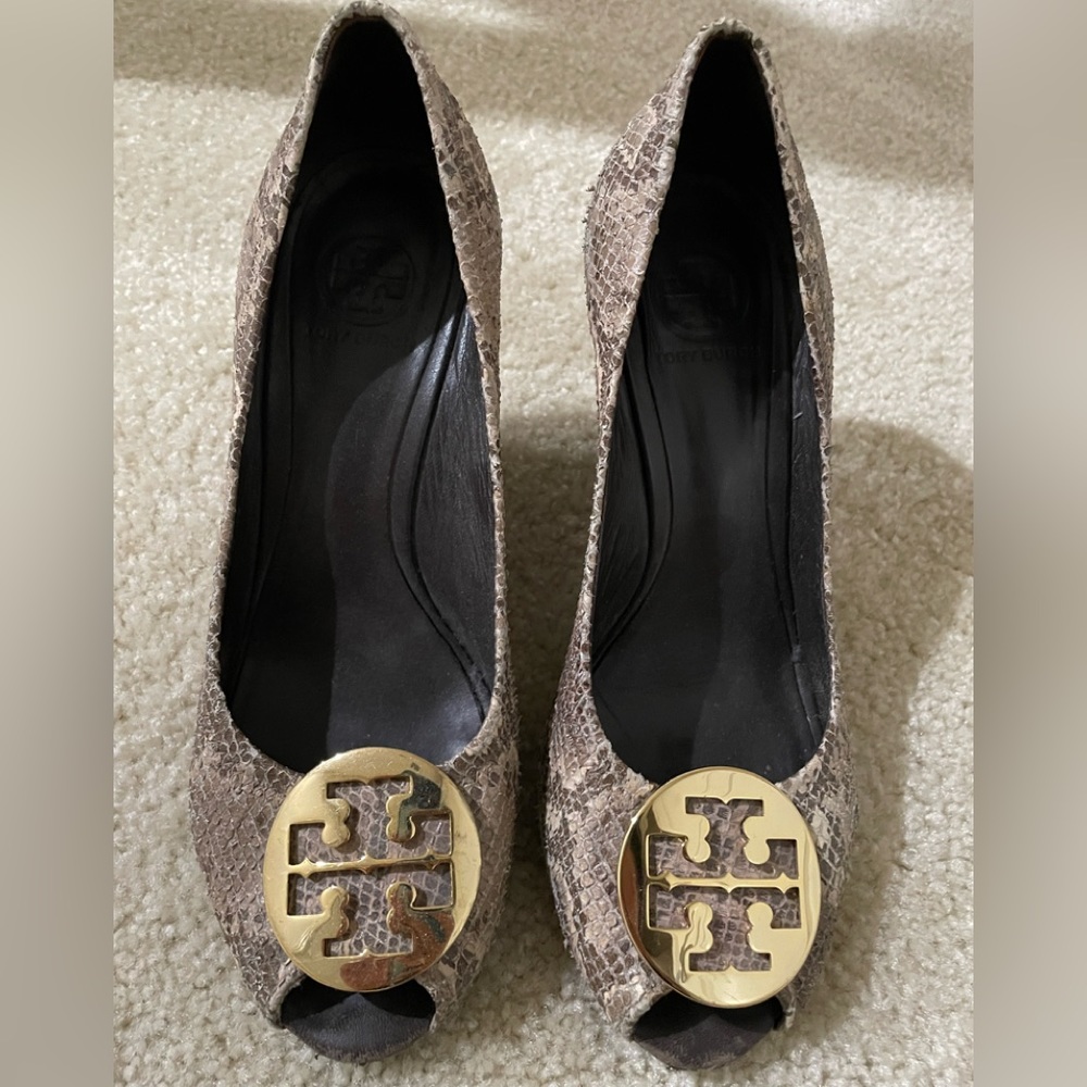 Tory Burch Snakeskin Print wedges .